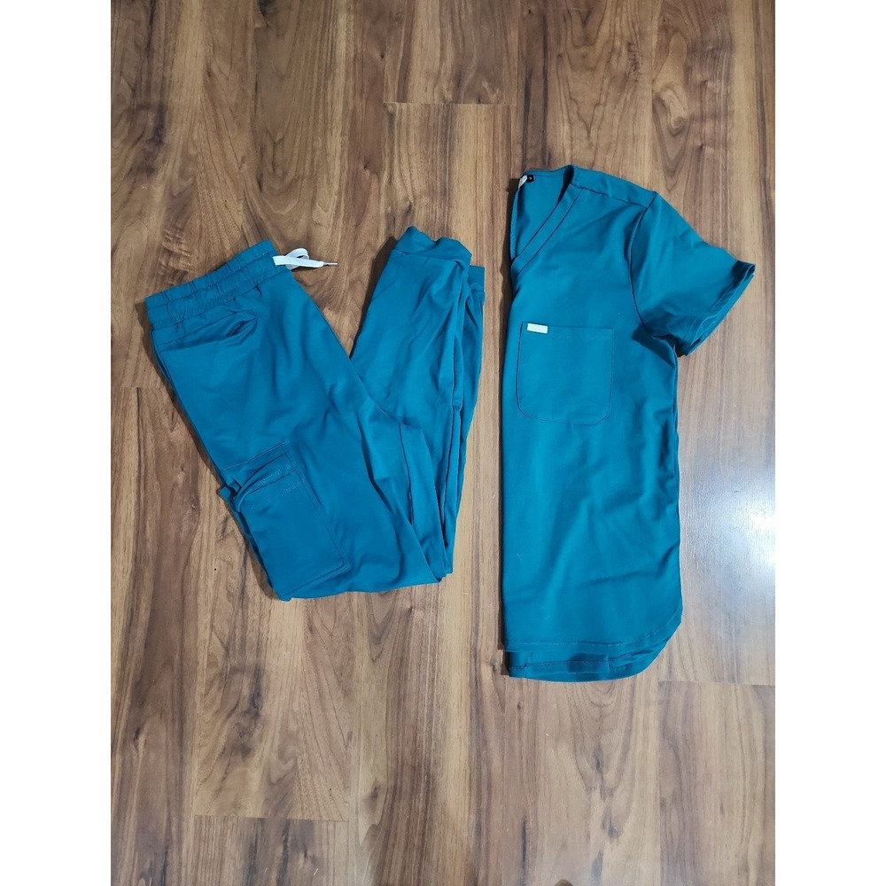 Scope Brand Scrubs Set Womens S/M Teal Like New Stretchy Jogger V-Neck